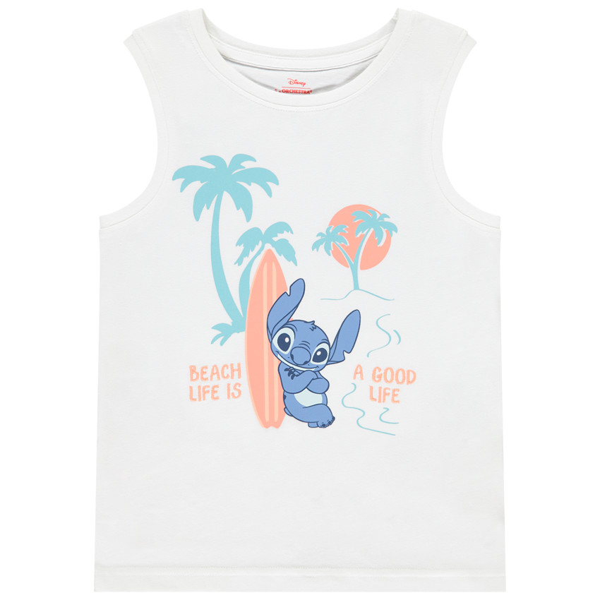 Αμάνικο μπλουζάκι jersey μονόχρωμο με σχέδιο Stitch Disney αγόρι 