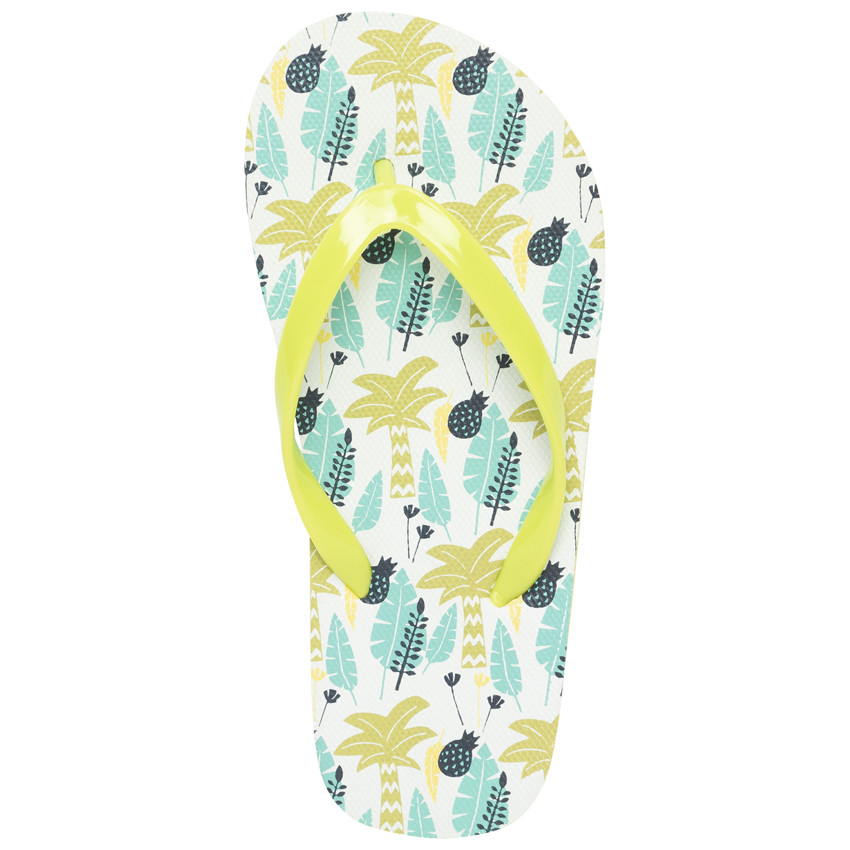 Tongs imprimé palmiers/ananas pour garçon avec lanière selon l'âge 