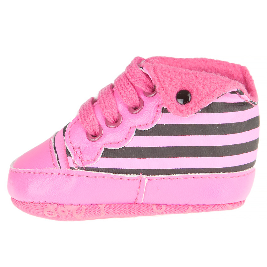 Babies montantes rayées avec revers et lacets 