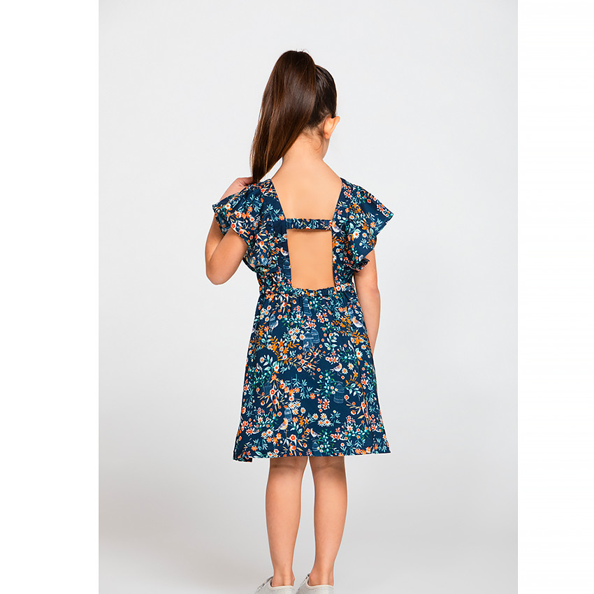 Robe manches courtes volantées et dos fantaisie pour fille  Additional Robe manches courtes volantées et dos fantaisie pour fille