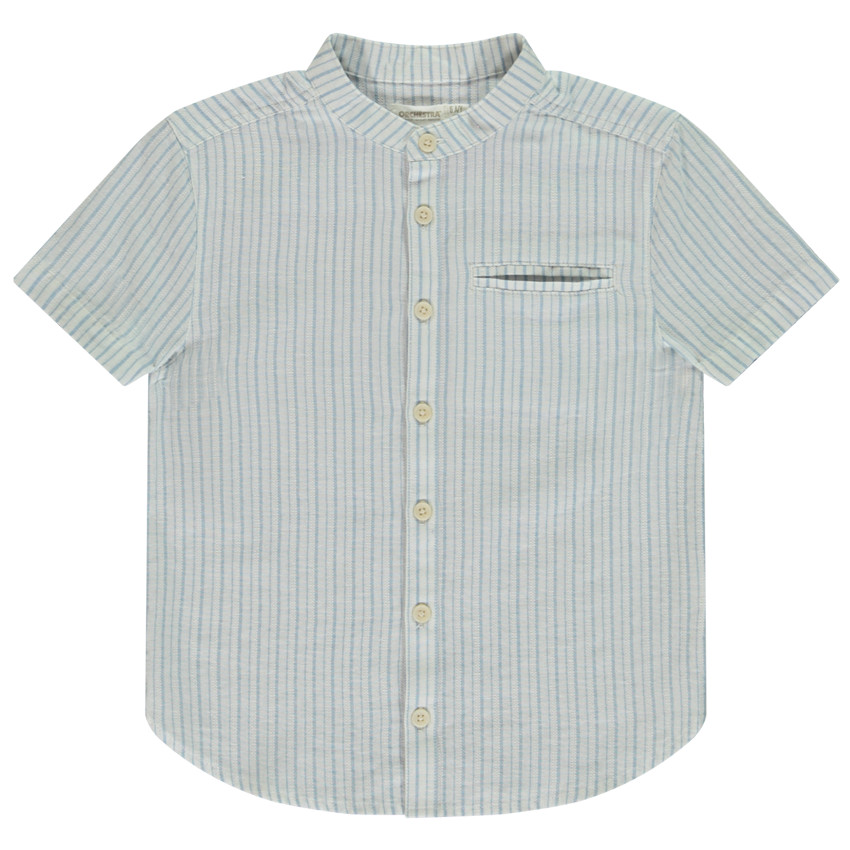 Πουκάμισο κοντομάνικο ριγέ με γιακά mao για αγόρι 