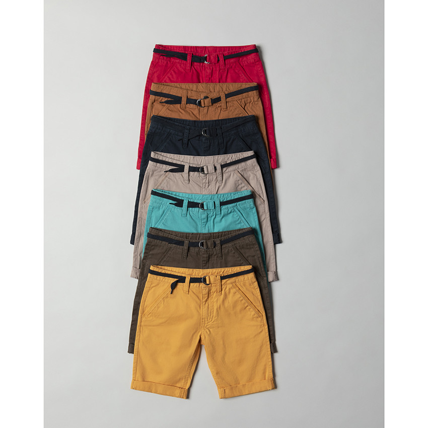 Βερμούδα από βαμβακερό ύφασμα με ρυθμιζόμενη ζώνη 