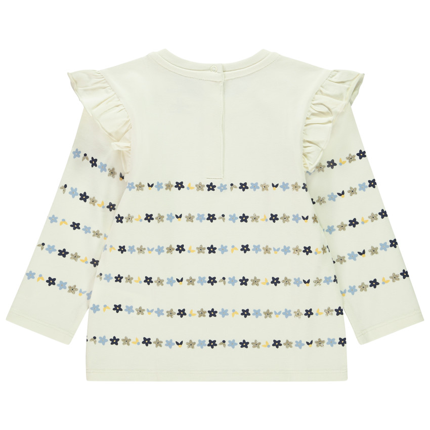 T-shirt manches longues à rayures fleuries pour bébé fille 