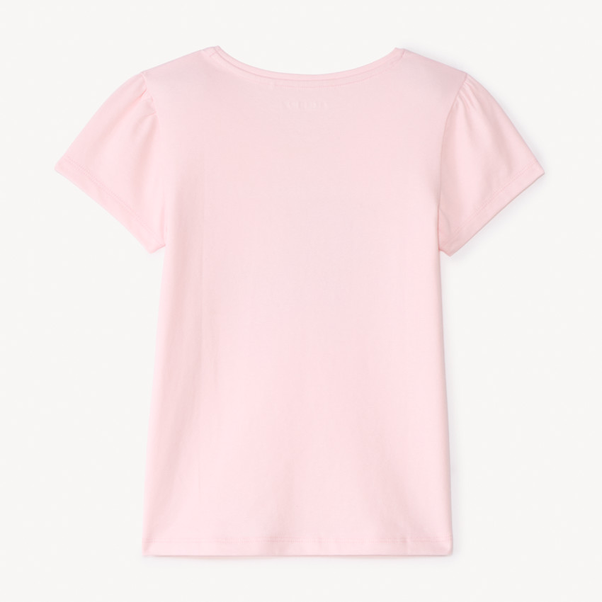 T-shirt με κοντά μανίκια με φαντεζί σχέδιο και glitter για κορίτσι 