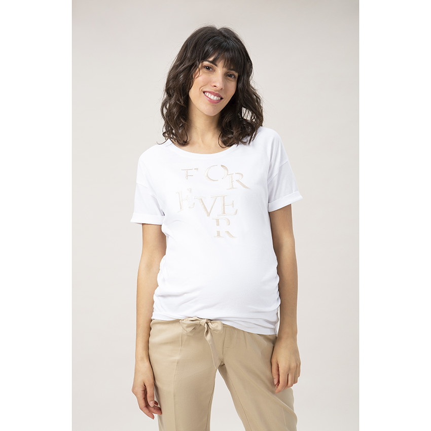 Κοντομάνικη μπλούζα εγκυμοσύνης με κεντημένο μήνυμα 