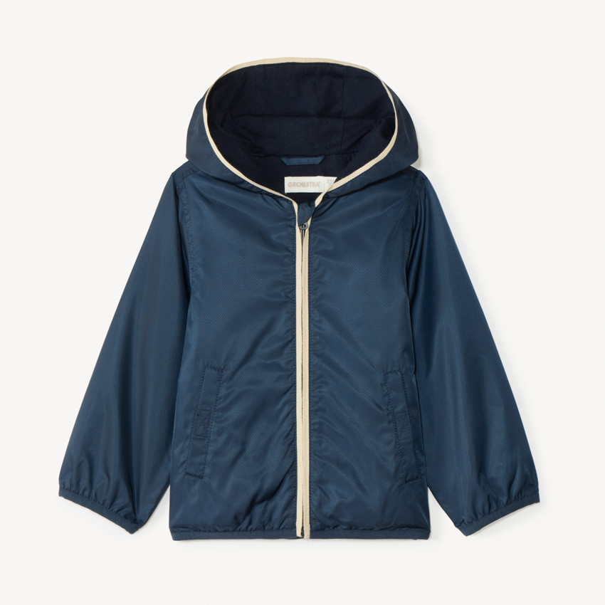 Αδιάβροχο μονόχρωμο μπουφάν με ζέρσεϊ επένδυση για μωρό αγόρι 