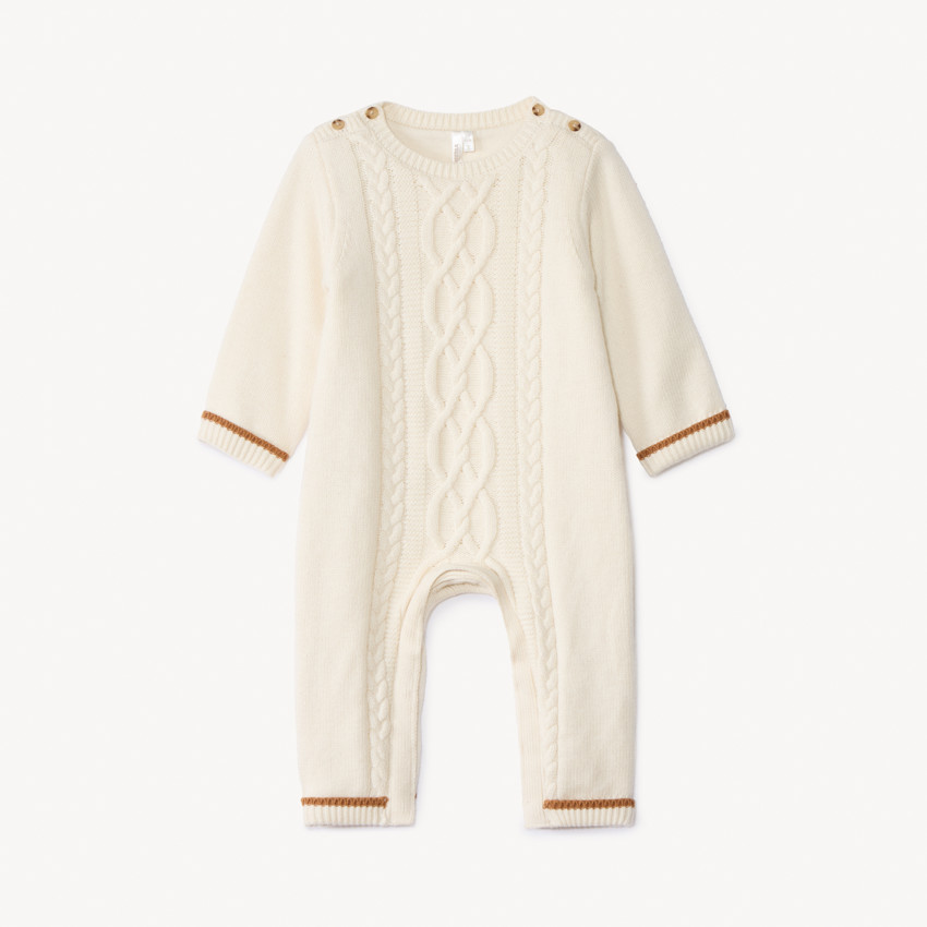 Combinaison longues en tricot torsadé pour bébé 