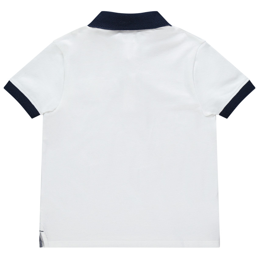 Polo κοντομάνικο μονόχρωμο με λεπτομέρειες chambray 