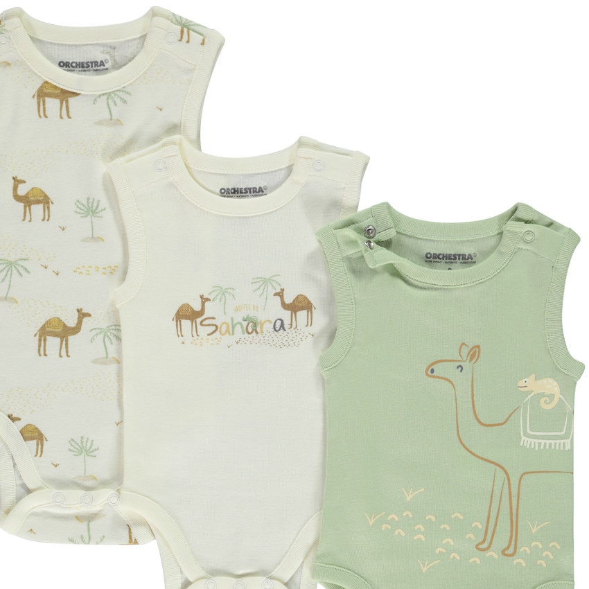 Σετ από 5 κορμάκια αμάνικα με σχέδια καμήλες για bebe αγόρι 