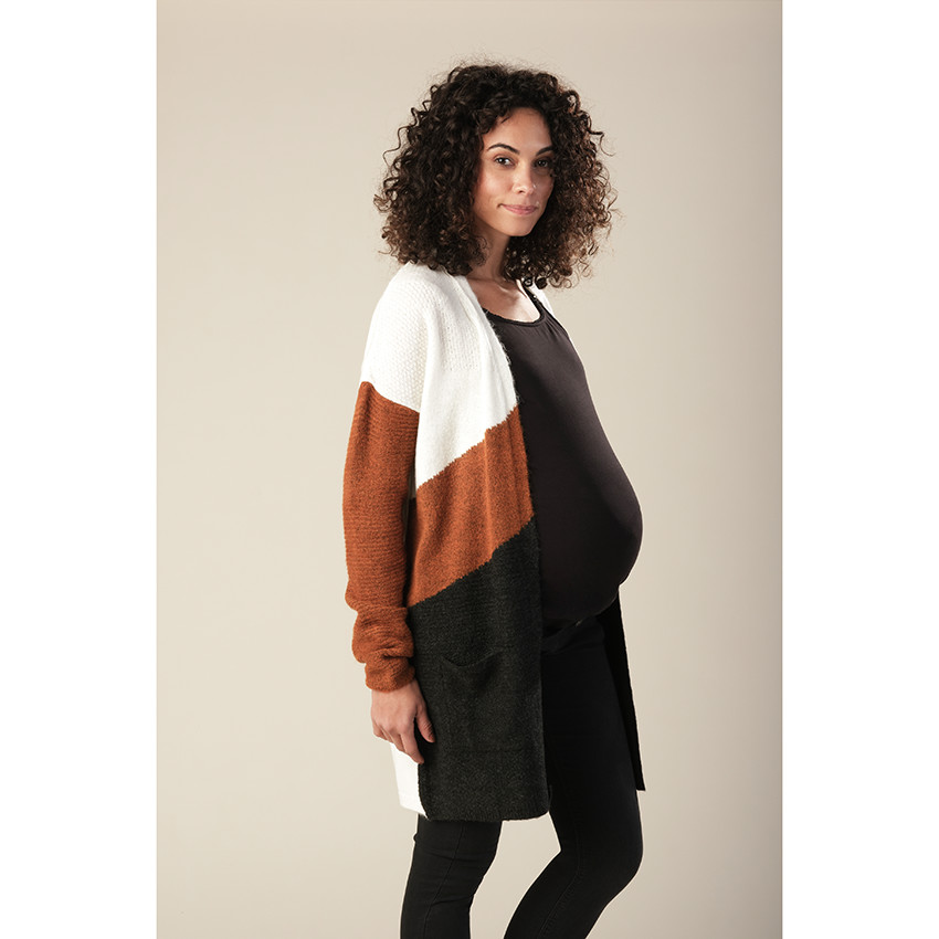 Gilet long de grossesse en tricot 