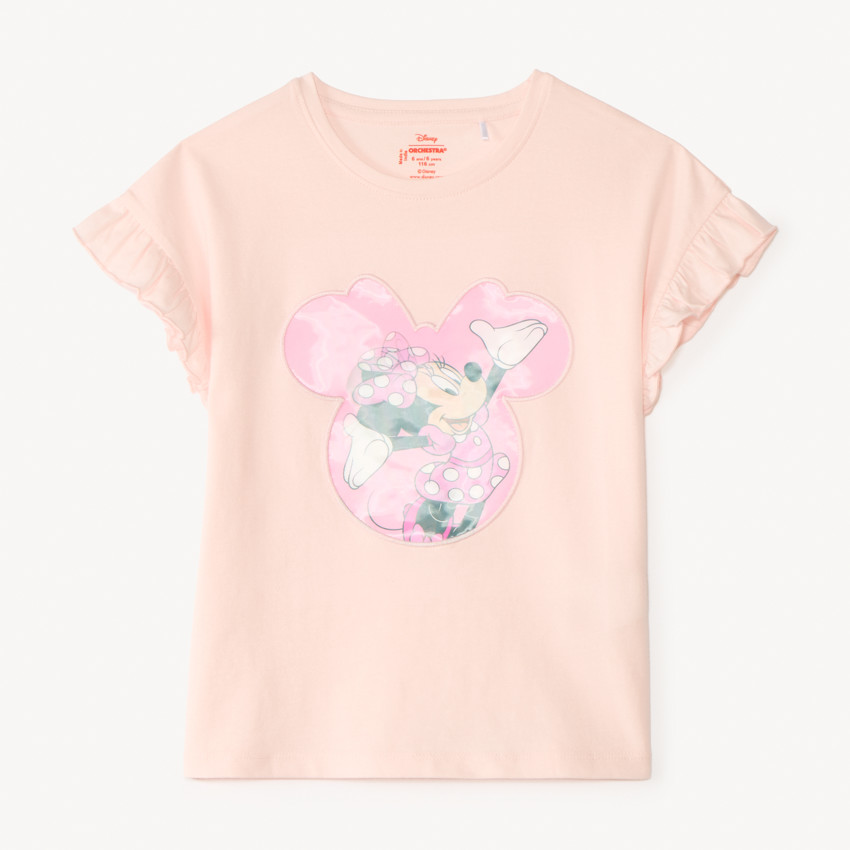 T-shirt με κοντό μανίκι με βολάν και εκτύπωση lenticular Minnie Disney κορίτσι 