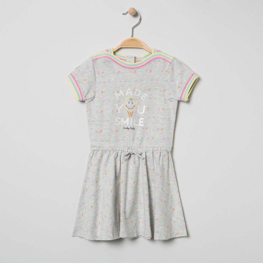 Κοντομάνικο φόρεμα με εμπριμέ μοτίβο και κέντημα Smiley  Additional Κοντομάνικο φόρεμα με εμπριμέ μοτίβο και κέντημα Smiley