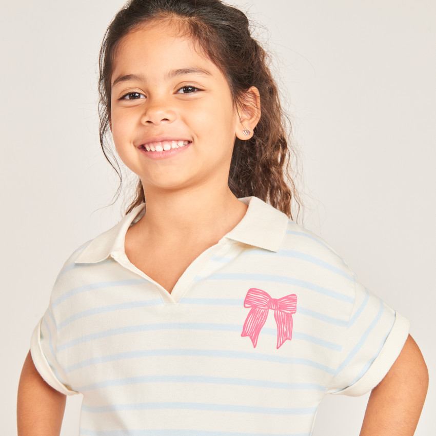 Φορεμα polo με φουσκωτό γιακά και ρίγες για κορίτσι 