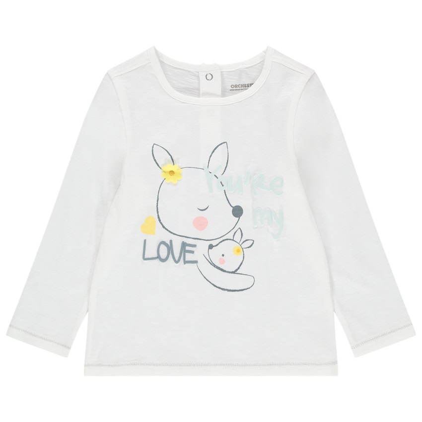 Mπλουζάκι μακρυμάνικο από οργανικό βαμβάκι και τυπωμένα ζωάκια  