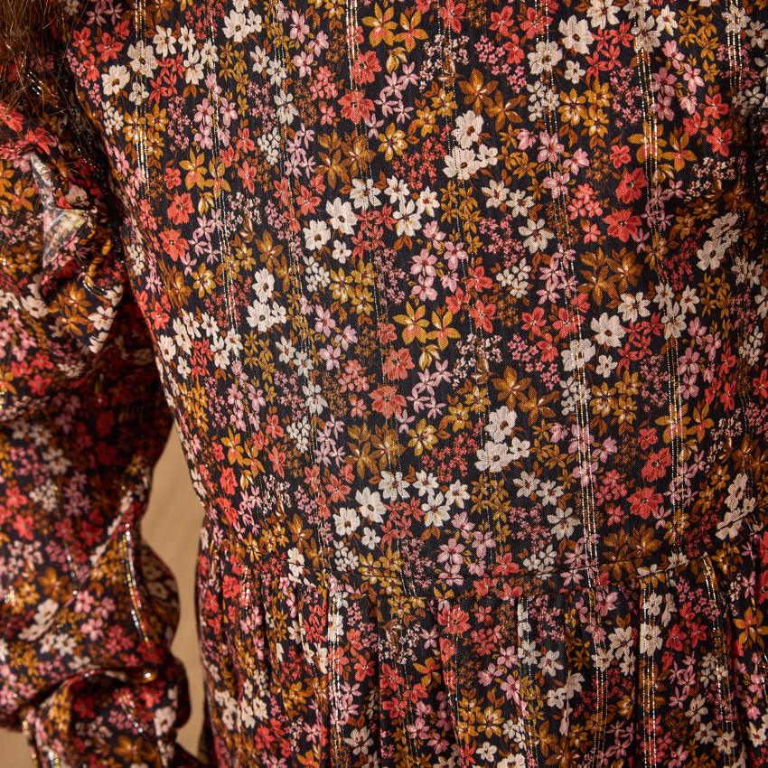 Φόρεμα μακρυμάνικο με βολάν στους ώμους για κορίτσι 