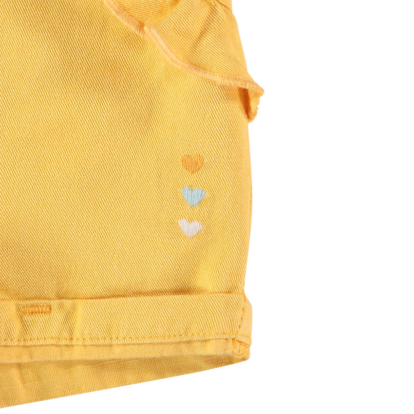 Σορτς υφασμάτινο με κεντημένες καρδιές 