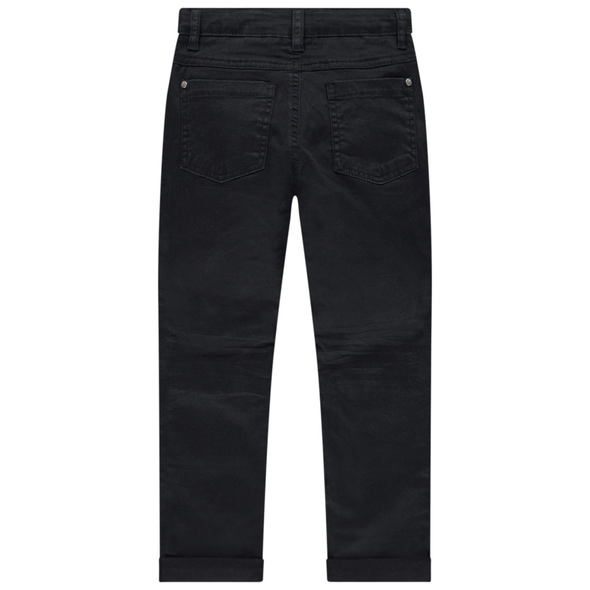 Μαύρο τζιν με μόνιμες τσακίσεις, φερμουάρ και ραφές 