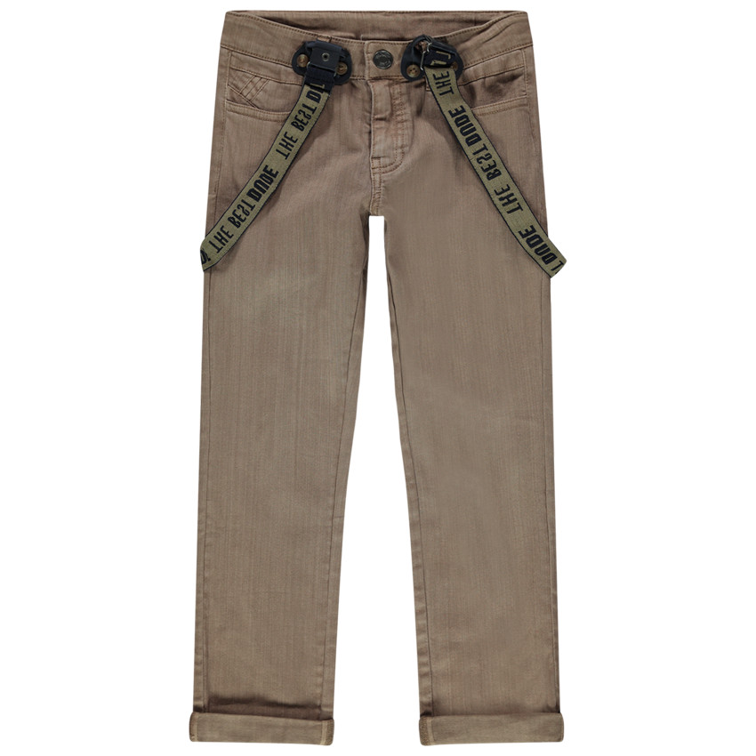 Pantalon uni à bretelles amovibles  