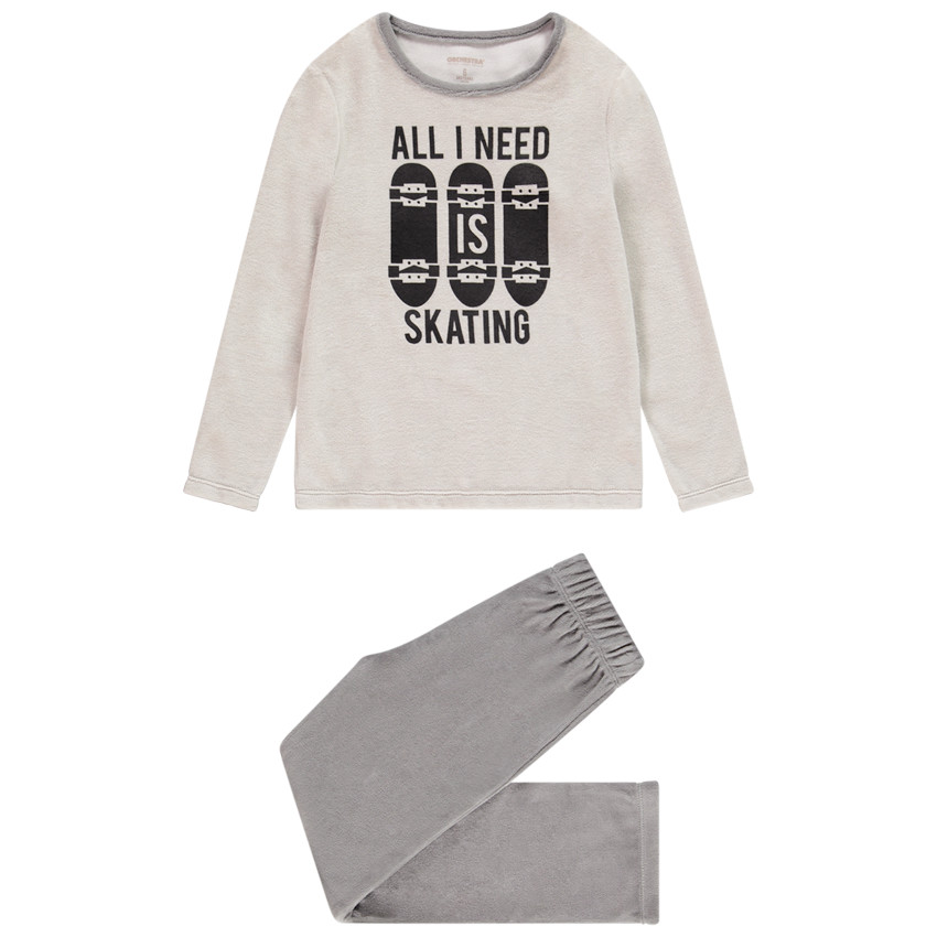 Πιτζάμα βελουτέ σχέδιο skateboards για αγόρι 