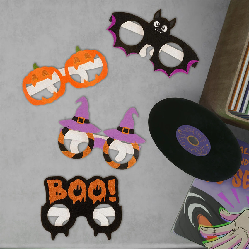 Set de 8 paires de lunettes en papier Halloween 