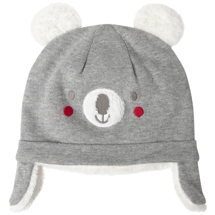 Bonnet en tricot motif ours doublé sherpa 