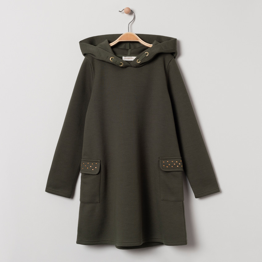 Robe maille manches longues à capuche 