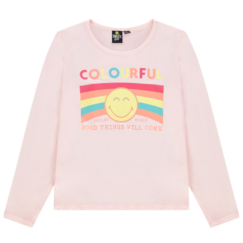 Μακρυμάνικη μπλούζα από ζέρσεϊ με στάμπα Smiley 