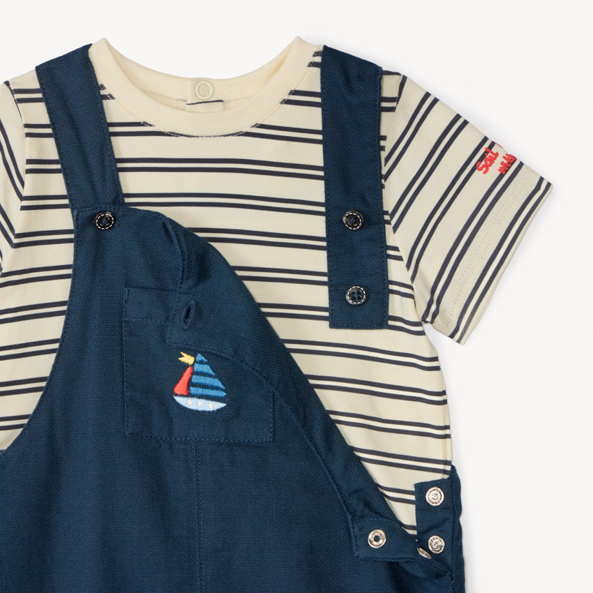 Σετ σαλόπετα + μπλουζάκι ριγέ για μωρό αγόρι 