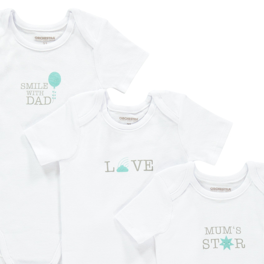 Σετ από 5 bodies κοντομάνικα με μήνυμα 