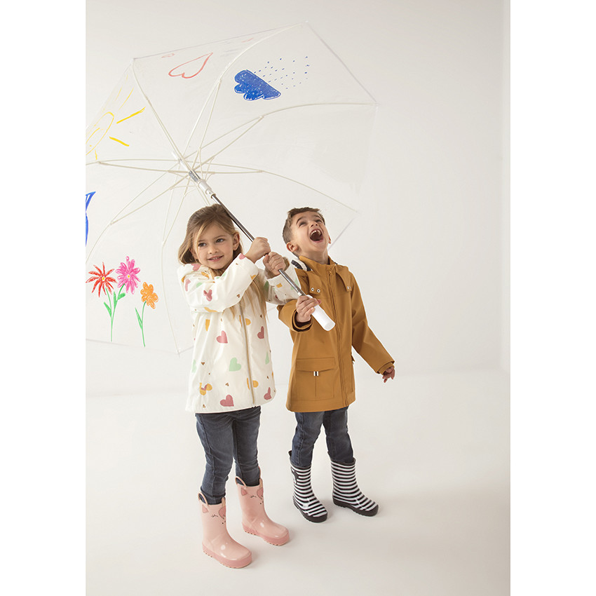 Parka gomme με καρδιές με επένδυση sherpa για κορίτσι 