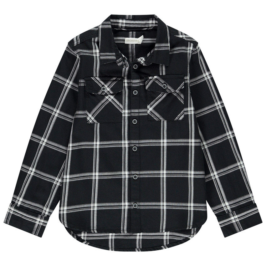 Chemise manches longues à carreaux en coton pour garçon Main Chemise manches longues à carreaux en coton pour garçon