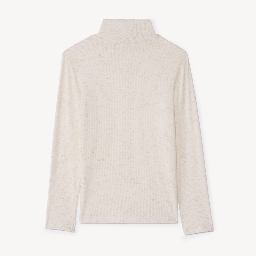 Μπλουζάκι με λάμψη και ριπ ύφανση με γιακά για κορίτσι 