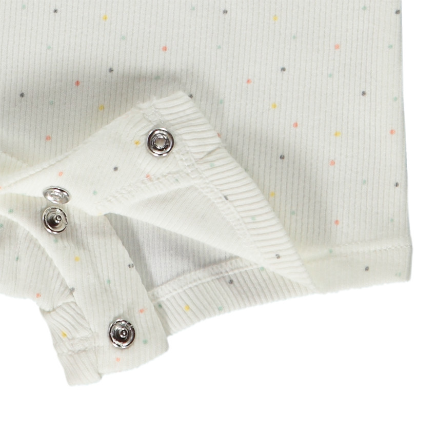 Combinaison courte côtelée imprimé pois pour bébé 