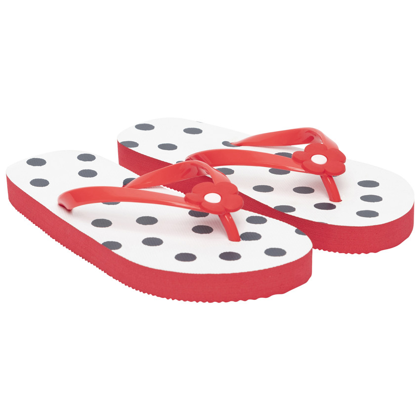 Tongs imprimé pois à badge fleur pour fille avec lanière selon l'âge  Additional Tongs imprimé pois à badge fleur pour fille avec lanière selon l'âge