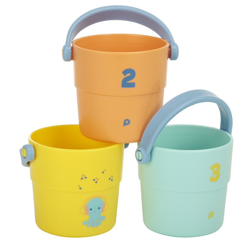 Σετ από 3 διάτρητους κουβάδες μπάνιου στοιβαζόμενους 