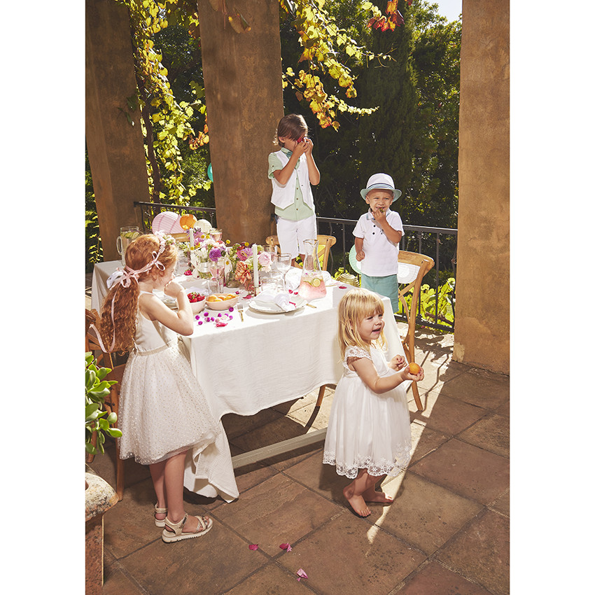 Βερμούδα από βαμβάκι με ριγέ ζώνη και διπλές αγκράφες για αγόρι 