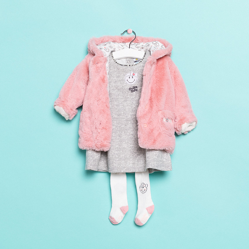 Σετ 2 χοντρά ριμπ καλσόν με μοτίβο Smiley  