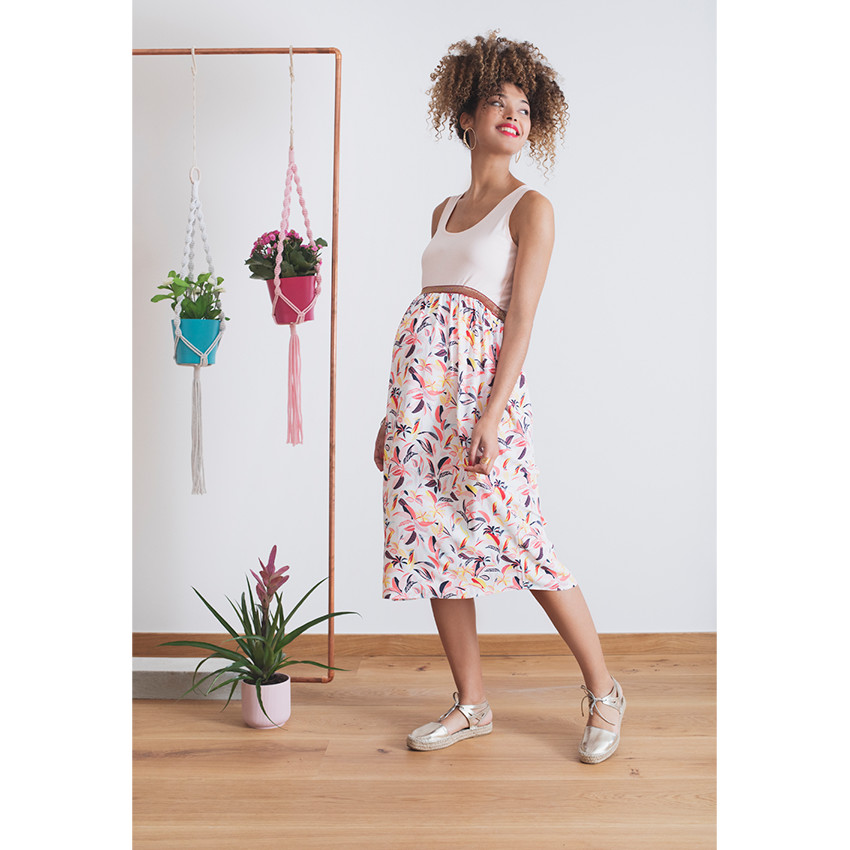 Μακριά φούστα εγκυμοσύνης με εμπριμέ μοτίβο 