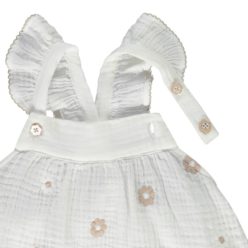 Τουνίκ χωρίς μανίκια από διπλή γάζα με κεντήματα λουλουδιών για μωρό κορίτσι 