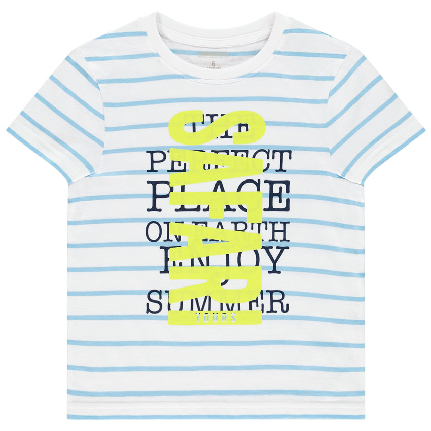 T-shirt manches courtes rayé print fluo pour garçon Main T-shirt manches courtes rayé print fluo pour garçon