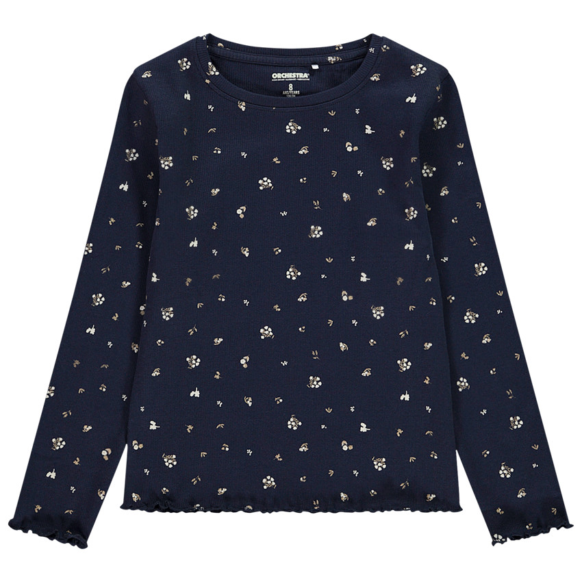 T-shirt μακρυμάνικο από πλεκτό με φαντεζί σχέδιο για κορίτσι 