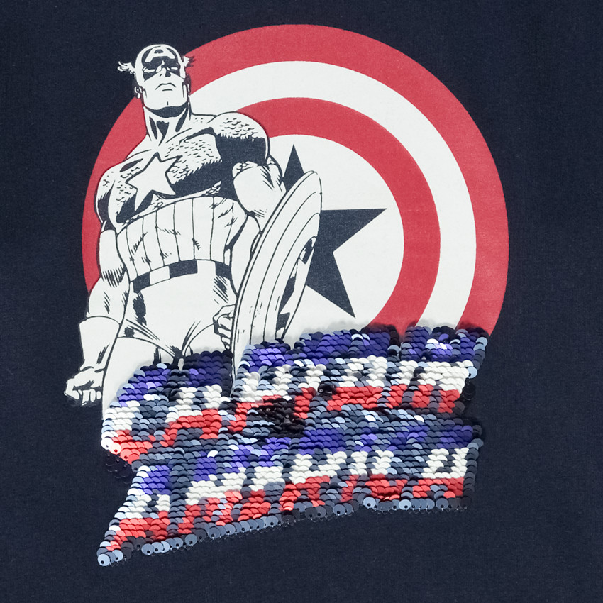 T-shirt μακρυμάνικο με μαγικές παγιέτες Captain America Marvel για αγόρι 