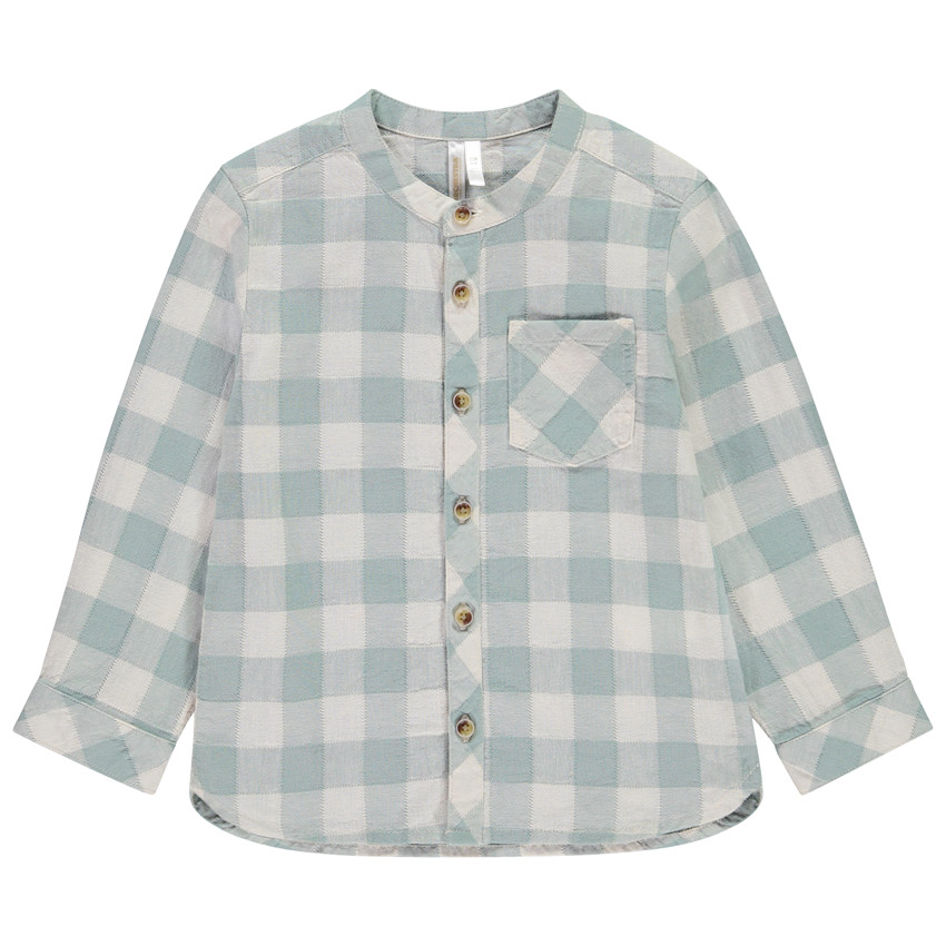Πουκάμισο μακρυμάνικο καρό με γιακά μάο για bebe αγόρι 