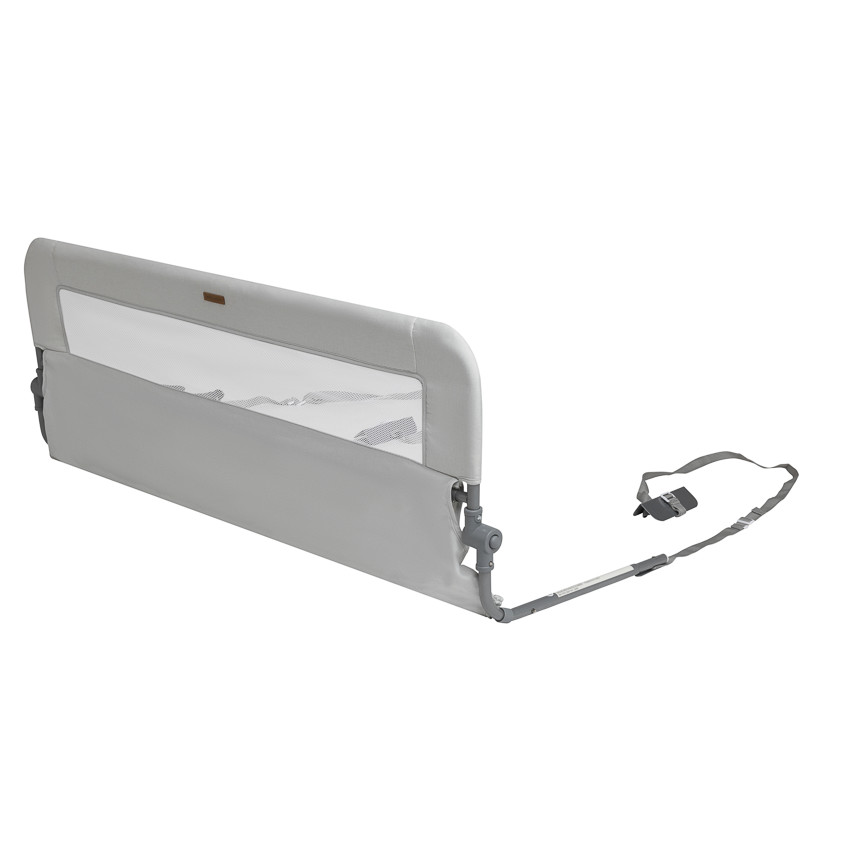Barrière de lit avec filet et poche 120cm gris 