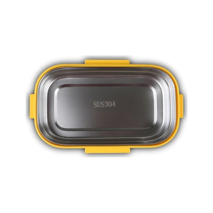 Δοχείο Φαγητού Ανοξείδωτο Ορθογώνιο "We Care", Κίτρινο 800ml 