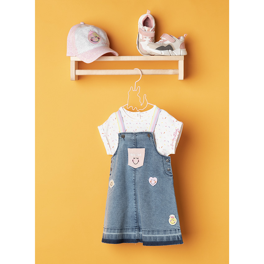 Καπέλο δίχρωμο με κέντημα Smiley Baby για κορίτσι. 