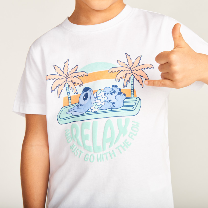 T-shirt κοντομάνικο με ανάγλυφο σχέδιο Stitch Disney για αγόρι 