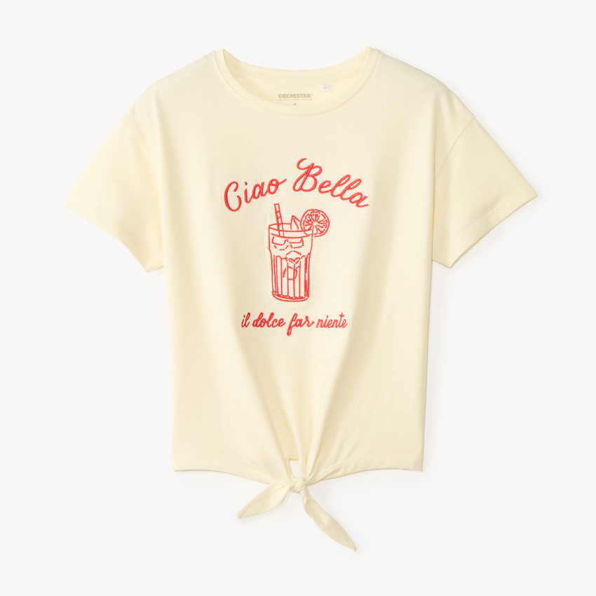 T-shirt κοριτσιού με κοντά μανίκια και φιόγκο 