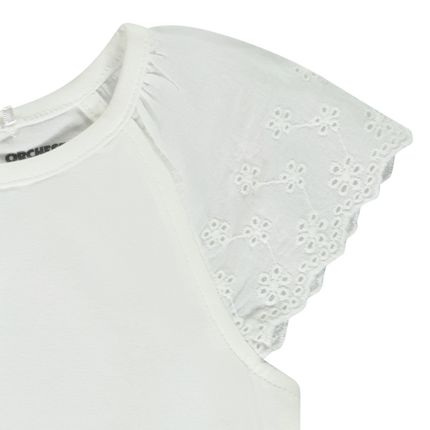 Κοντομάνικο μπλουζάκι με αγγλική δαντέλα για bebe κορίτσι 