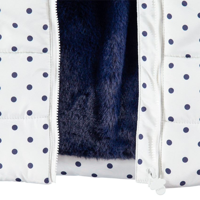 Καπιτονέ μπουφάν με πουά, επένδυση sherpa και ανάγλυφα αυτάκια Μίνι της ©Disney  